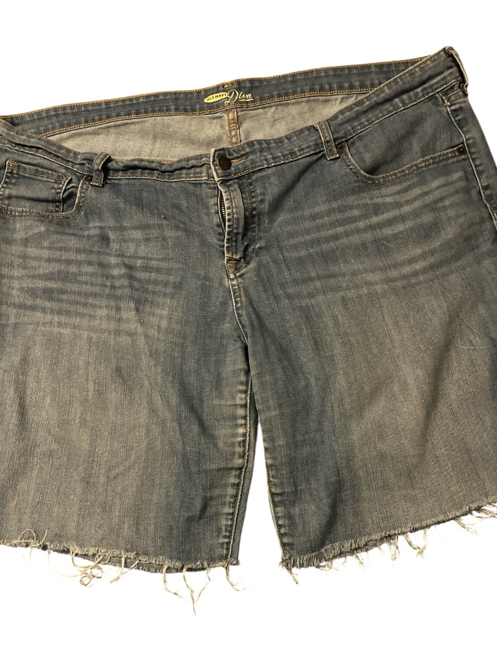 Diva Faded Blue Denim Frayed Hem Shorts